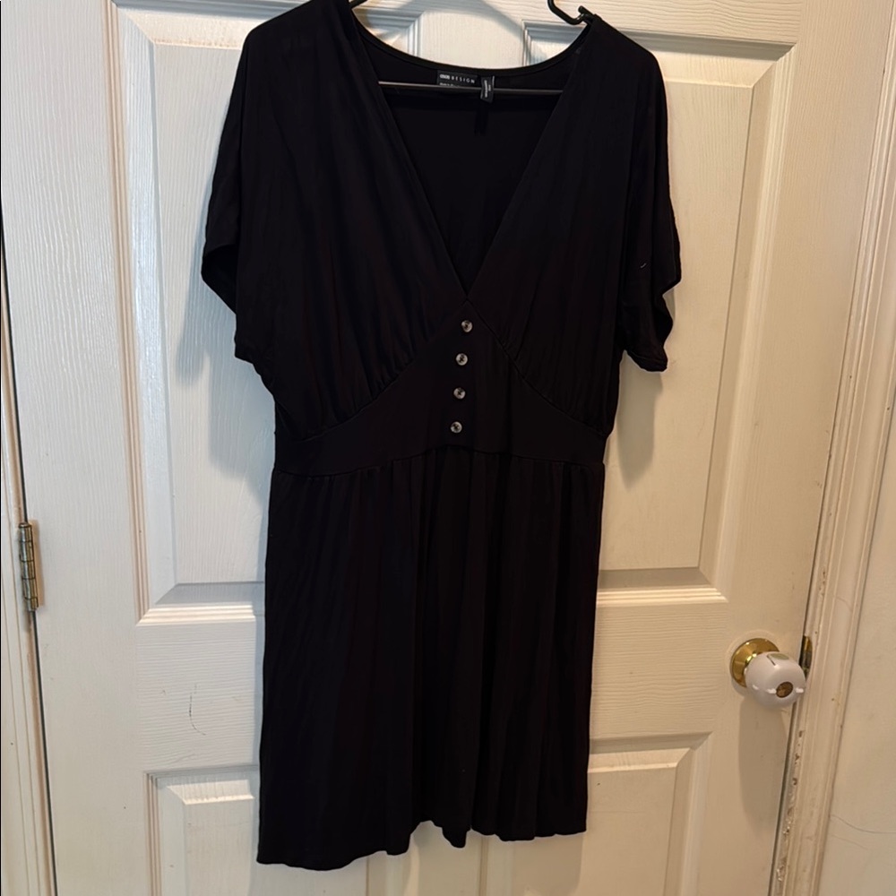 Black Button-Down Women's Top